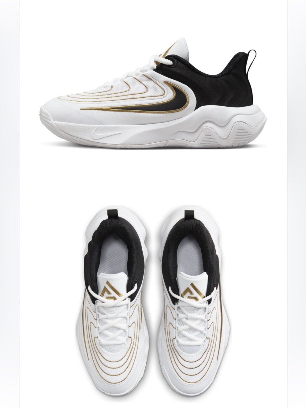 🔹 Nike Giannis Immortality 4 Basketball Shoes White/Gold/Black – Size 6Y